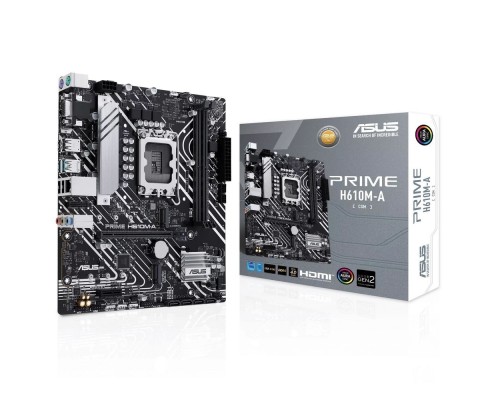 [Материнская плата] ASUS PRIME H610M-A-CSM (Socket 1700, mATX, 2xDDR5(96GB), VGA/DP/HDMI, 1xPCIe 4.0x16/1xPCIe 3.0, 1xLAN, 4xSATA 6Gb/s, 2xM.2, 1xM.2 E key, 2xUSB 3.2, 2xUSB 2.0, 2xPS/2)