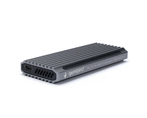 [Контейнер для HDD] Gembird EEM2-SATA-3 Внешний корпус USB 3.1 для M2 SATA порт Type-С, RGB подсветка, металл, серебристый