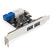 Exegate EX296209RUS Контроллер ExeGate EXE-342 (PCI-E x1 v2.0, 2*USB3.0 ext.+ 1*19pin int. (внутренние коннекторы для подключения 2*USB3.0 портов на корпусе), разъем доп.питания, VIA Labs Chipset VL80