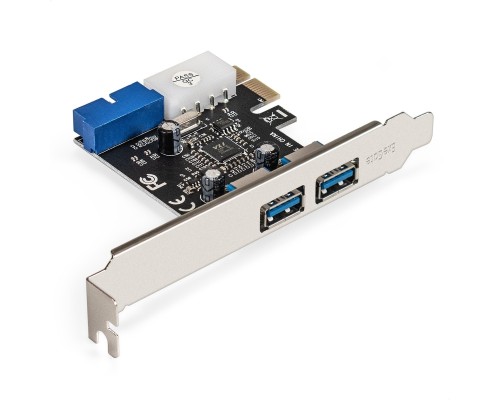 [USB-концентраторы] Exegate EX296209RUS Контроллер ExeGate EXE-342 (PCI-E x1 v2.0, 2*USB3.0 ext.+ 1*19pin int. (внутренние коннекторы для подключения 2*USB3.0 портов на корпусе), разъем доп.питания, VIA Labs Chipset VL80