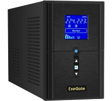 Exegate EX295981RUS ИБП (инвертор, синус, для котла) ExeGate SineTower SN-1000.LCD.AVR.2SH.1C13.USB <1000VA/800W, чистая синусоида, LCD дисплей, AVR, 2*Schuko+1*C13, USB, линейно-интерактивный, Black>