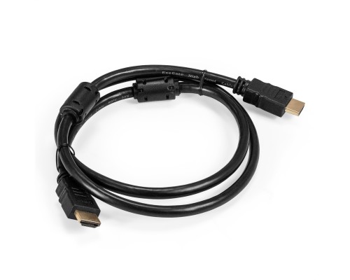 [кабели] Exegate EX287722RUS Кабель HDMI ExeGate EX-CC-HDMI2-1.0F (19M/19M, v2.0, 1м, 4K UHD, Ethernet, ферритовые кольца, позолоченные контакты)