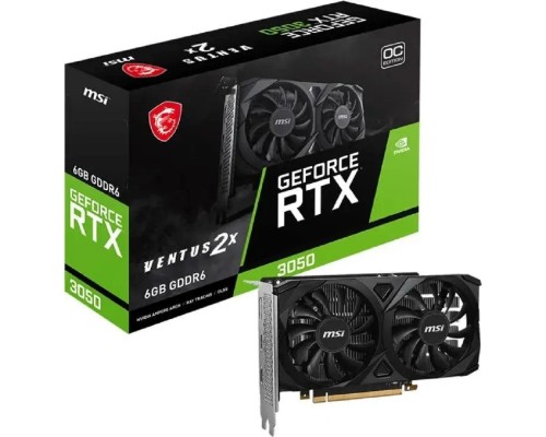 [Видеокарта] MSI  RTX 3050 VENTUS 2X 6G OC NVIDIA GeForce RTX 3050 6Gb GDDR6 1492/14000 HDMIx2 DPx1 HDCP Ret