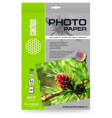 Фотобумага Cactus CS-MSA410050 A4/100г/м2/50л./белый матовое самоклей. для струйной печати