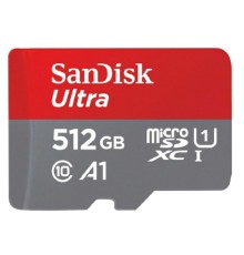 Micro SecureDigital 512GB SanDisk Ultra Class 10, UHS-I,  R 150 МБ/с, <SDSQUAC-512G-GN6MN> адаптер на SD
