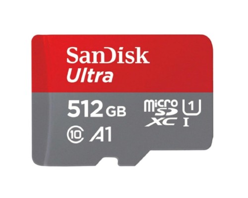 [Карта памяти ] Micro SecureDigital 512GB SanDisk Ultra Class 10, UHS-I,  R 150 МБ/с, <SDSQUAC-512G-GN6MN> адаптер на SD
