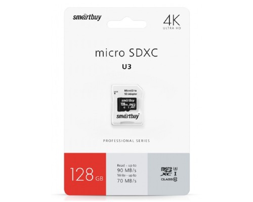 [Карта памяти ] Micro SecureDigital 128GB Smartbuy Cl10 U3 (SB128GBSDU3-01)