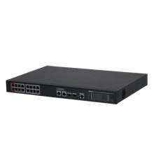 DAHUA DH-S4220-16GT-190 16-портовый гигабитный управляемый коммутатор с PoE, уровень L2, 16xRJ45 1Gb PoE, 2xRJ45 1Gb, 2xSFP 1Gb, суммарно до 190Вт, коммутация 56 Гбит/с, MAC-таблица 8к