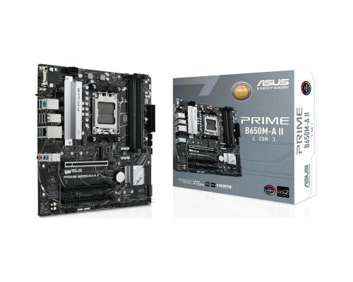 [Материнская плата] ASUS PRIME B650M-A II-CSM (Socket AM5, mATX, 4xDDR5(192GB), VGA/DP/HDMI, 3xPCIe 4.0x16, 1xLAN, 4xSATA 6Gb/s, 2xM.2, 2xUSB 3.2, 4xUSB 2.0, PS/2)