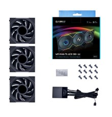 Lian Li G99.12TLLCD3B.R0 Комплект вентиляторов (3шт.) UNI FAN TL LCD 120 Black /12TLLCD3B/ 120х125х28мм (1.6” LCD дисплей, PWM, ARGB, 200-1900 об/мин, 27dBa) 