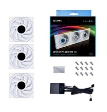 Lian Li G99.12TLLCD3W.R0 Комплект вентиляторов (3шт.) UNI FAN TL LCD 120 White /12TLLCD3W/ 120х125х28мм (1.6” LCD дисплей, PWM, ARGB, 200-1900 об/мин, 27dBa) 