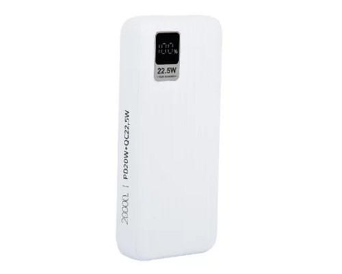 [Аксессуар] Perfeo Powerbank WATERFALL 20000 mAh/LED дисплей/PD + QC 3.0/Type-C/2 USB/Выход: 5A, max 22.5WWhite (PF_E1470)
