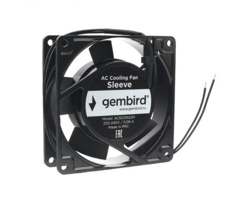 [Вентилятор] Gembird Вентилятор 92x92x25 AC 220 втулка 2 pin провод 30 см [AC9225S22H]