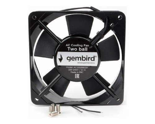 [Вентилятор] Вентилятор Gembird 120x120x25 AC 220 подшипник 2 pin провод 30 см [AC12025B22H]