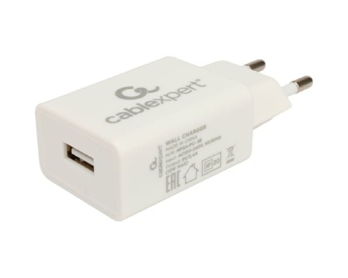 [Аксессуар] Cablexpert Зарядное устройство 10.5Вт, 2.1А, 1xUSB, белый, пакет (MP3A-PC-38)
