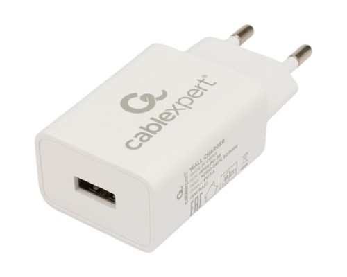 [Аксессуар] Cablexpert Зарядное устройство 5Вт, 1А, 1xUSB, белый, пакет (MP3A-PC-39)