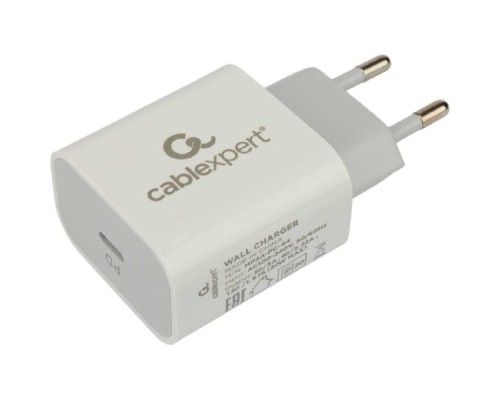 [Аксессуар] Cablexpert Зарядное устройство 20Вт, 3А, QC3.0/PD, 1xType-C, белый, пакет (MP3A-PC-44)