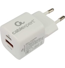 Cablexpert Зарядное устройство 20Вт, 3А, QC3.0/PD, 1xUSB, 1xType-C, белый, пакет (MP3A-PC-46)
