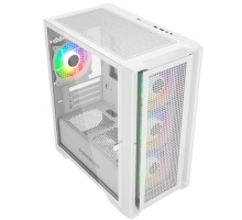 Powercase Alisio Micro X4W V2, Tempered Glass, 4х 120mm ARGB fans, ARGB HUB, белый, mATX  (CAMCXW-A4)