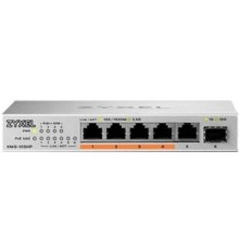Коммутатор/ Мультигигабитный PoE++ коммутатор Zyxel XMG-105HP, 5xRJ-45: 1/2.5G (4 из них PoE++), 1xSFP+, настольный, бесшумный, бюджет PoE 70 Вт