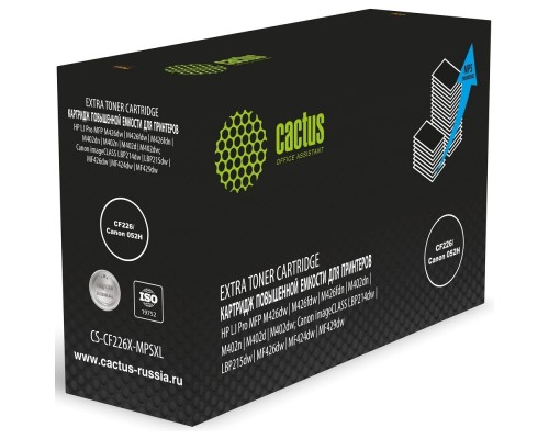 [расходные материалы] Картридж лазерный Cactus CS-CF226X-MPSXL CF226/Canon 052H черный (15000стр.) для HP LJ Pro MFP M426dw/M426fdw/M426fdn/M402dn/M402n/M402d/M402dw; Canon imageCLASS LBP214dw/LBP215dw/MF426dw/MF424dw/MF42