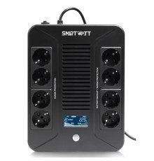 SMARTWATT UPS SAFE PRO LCD 1000 {линейно-интерактивный, 1000/600 ВА/Вт, напольный/настенный, LCD дисплей, Shuko CEE7/4 - 8 шт. (4 шт. с резервным питанием, 4 шт. - сетевой фильтр}