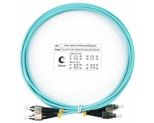 [Cabeus Патч-корды волоконно-оптические, пигтейлы] Cabeus FOP-50-FC-FC-2m Шнур оптический duplex FC-FC 50/125 mm OM3 2м LSZH