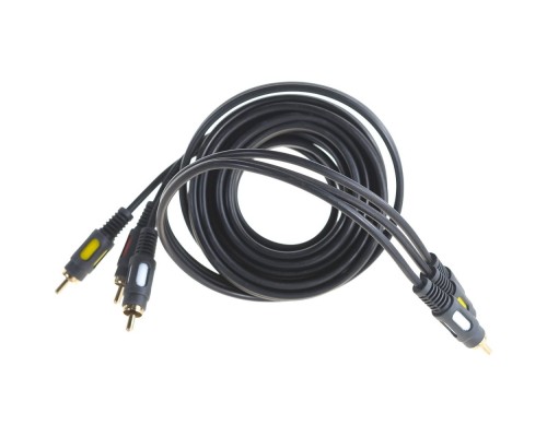 [кабели] Rexant (17-0214) Шнур 3 RCA - 3 RCA, 3м, черный, Gold