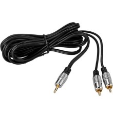 Rexant (17-4224) Шнур Стерео 3,5мм - 2 RCA, 3м, Gold-металл