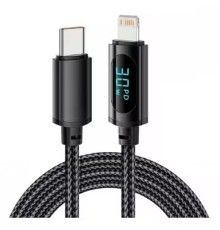 Rexant (18-7068) Кабель Type-C – Lightning для Apple, 3А, 1м, в черной нейлоновойоплетке, с LED дисплеем
