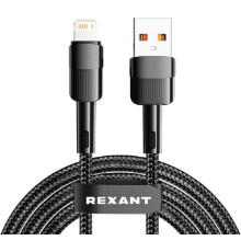 Rexant (18-7060) Кабель USB-A – Lightning для Apple, 2,4А, 1м, в черной нейлоновой оплетке