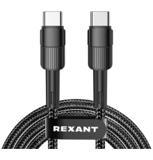 Rexant (18-7073) Кабель Type-C – Type-C, 5A, 100Вт, 2м, в черной нейлоновой оплетке