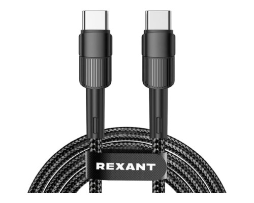 [Кабели] Rexant (18-7073) Кабель Type-C – Type-C, 5A, 100Вт, 2м, в черной нейлоновой оплетке