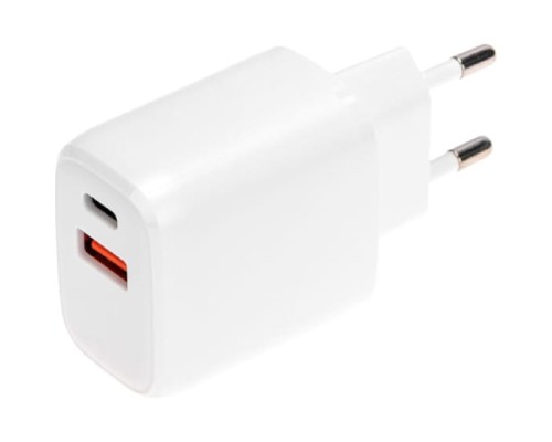 [Зарядные устройства] Rexant (18-2225) Сетевое зарядное устройство USB QC (20W) + Type C PD (20W), белое