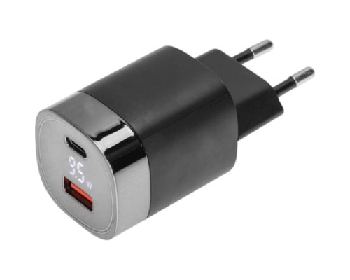 [Зарядные устройства] Rexant (18-2224) Сетевое зарядное устройство USB QC (30W) + Type C PD (33W), с дисплеем, чёрное