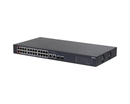 [Коммутаторы] DAHUA DH-CS4226-24ET-240 24-портовый облачный управляемый коммутатор с PoE, 24xRJ45 100Mb, 2хКомбо SFP/RJ45 1Gb, суммарно 240Вт, коммутация 8.8 Гбит/с, MAC-таблица 8К