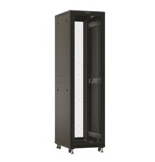 Шкаф Hyperline TTBR-4762-DD-RAL9004 Шкаф напольный 19-дюймовый, 47U, 2277x600х1200 мм (ВхШхГ), передняя и задняя распашные перфорированные двери (75%), ручка с замком, цвет черный (RAL 9004)(разобранн