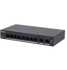 DAHUA DH-CS4010-8ET-60 8-портовый PoE коммутатор с функцией облачного управления L2, 8xRJ45 100Mb PoE, 2xRJ45 1Gb (uplink), суммарно 60Вт, коммутация 4.8 Гб, MAC-таблица 8К, металл