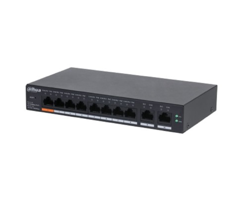 [Коммутаторы] DAHUA DH-CS4010-8ET-60 8-портовый PoE коммутатор с функцией облачного управления L2, 8xRJ45 100Mb PoE, 2xRJ45 1Gb (uplink), суммарно 60Вт, коммутация 4.8 Гб, MAC-таблица 8К, металл