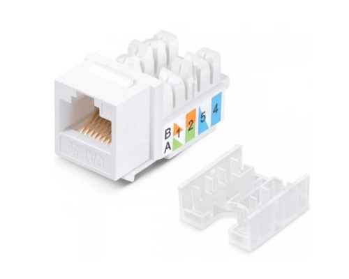 [Розетки и патч-панели] Rexant (02-0064) Модуль Keystone Jack RJ-45(8P8C), UTP неэкранированный, CAT 5e, тип 90 градусов, белый PRO