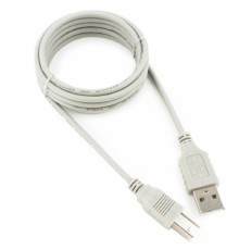 Кабель USB2.0 Cablexpert AM/BM, медь, Pro, 1.8м, серый, пакет (CC-USB2-AMBM-6-N)