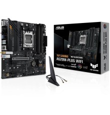 ASUS TUF GAMING A620M-PLUS WIFI (Socket AM5, mATX, 4xDDR5(128GB), 2xDP/HDMI 2.1, 1xPCIe 4.0x16/2xPCIe 3.0, 1xLAN (2.5GbE), Wi-Fi, BT, 4xSATA 6Gb/s, 2xM.2, 2xUSB 3.2, 4xUSB 2.0, 1xPS/2)