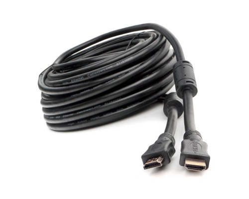 [кабели] Кабель HDMI Cablexpert 19M/19M, v2.0, медь, позол.контакты, экран, 2 фер.кольца, 20м, черный, пакет (CCF2-HDMI4-20M)