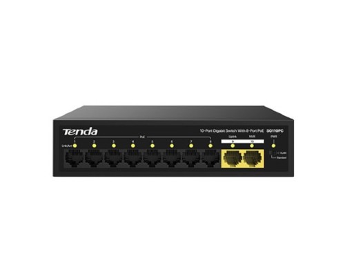 [Сетевое оборудование] TENDA SG110PC Коммутатор настольный 10-Ports 10/100/1000 Base-TX 8-Ports PoE(PoE бюджет 100W)