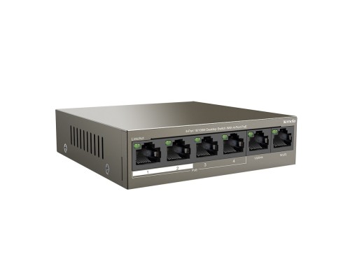 [Сетевое оборудование] TENDA TEF1106P-4-63W Коммутатор настольный 6-Ports 10/100 Base-TX 4-Ports PoE(PoE бюджет 63W)