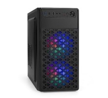 Exegate EX296979RUS Корпус Minitower ExeGate mEVO-7803 (mATX, без БП, 2*USB+1*USB3.0, HD аудио, черный, 2 вент. 12см с RGB подсветкой)