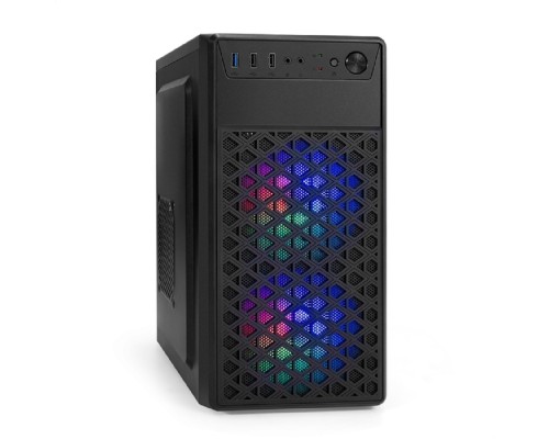 [Корпуса] Exegate EX296979RUS Корпус Minitower ExeGate mEVO-7803 (mATX, без БП, 2*USB+1*USB3.0, HD аудио, черный, 2 вент. 12см с RGB подсветкой)