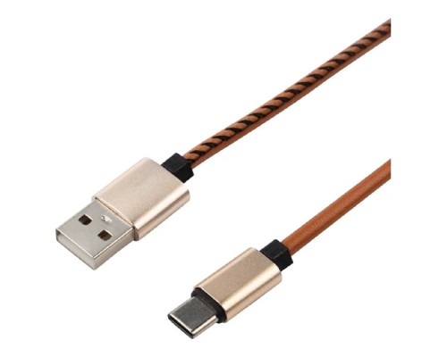 [Кабели] Rexant (18-1897) Кабель USB-A – Type-C, 2,1A, 1м, эко-кожа, коричневый