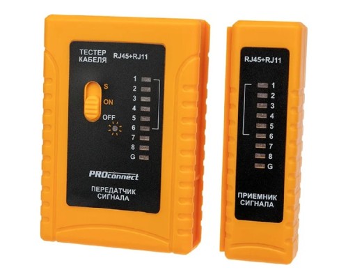 [Инструменты] PROconnect (12-1006-4) Тестер кабеля RJ-45+RJ-11 468