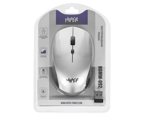 [Мышь] Мышь HIPER беспроводная HOMW-092 {1600dpi, серый, USB, 4кнп}
